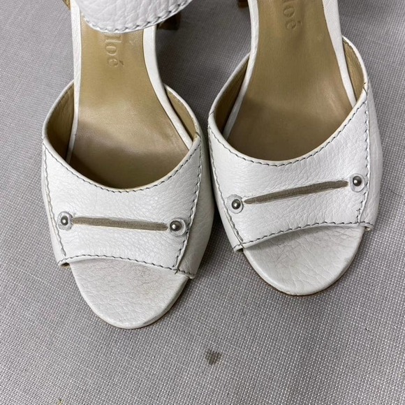 Chloe Prince white leather heeled sandals - Picture 6 of 12
